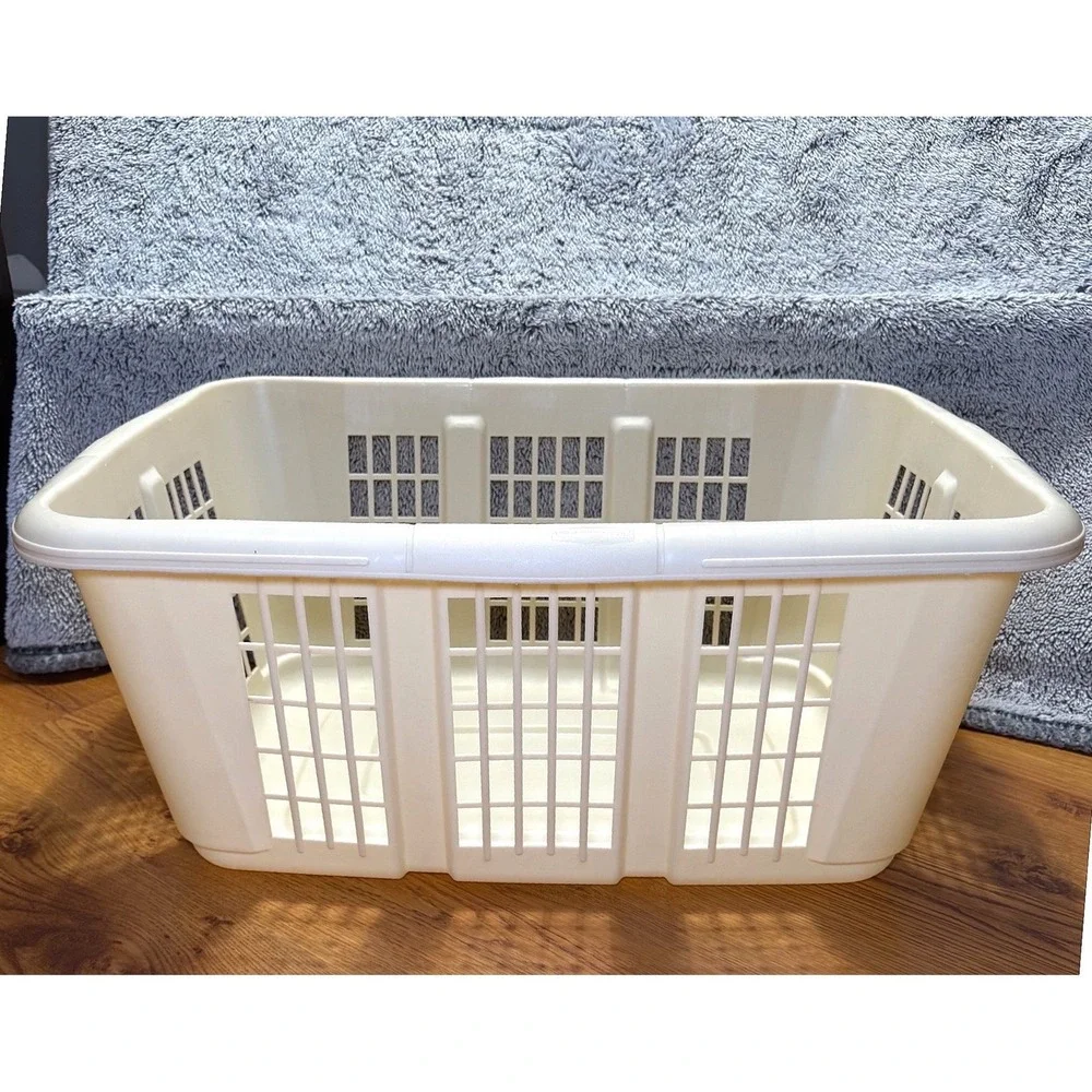 Vintage‎ Rubbermaid Almond Laundry Basket Model 2854 USA Made Neutral Minimalist